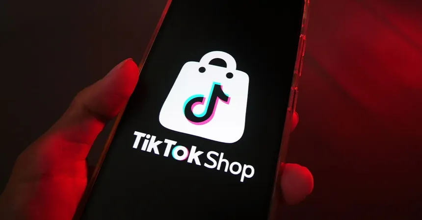 Interface do TikTok Shop mostrando produtos em destaque e funcionalidades de venda